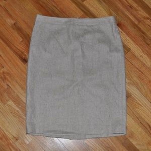 063 NWT ANN TAYLOR Beige Wool Blend Tweed Pencil Skirt sz 8 Petite Women's